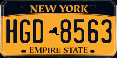 NY license plate HGD8563