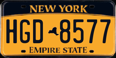 NY license plate HGD8577