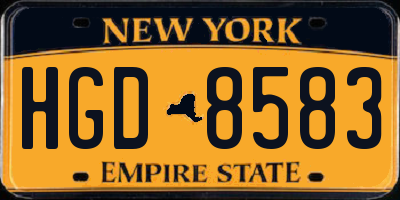 NY license plate HGD8583