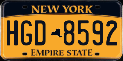 NY license plate HGD8592