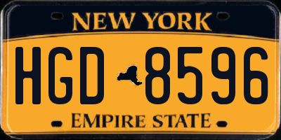 NY license plate HGD8596