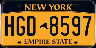 NY license plate HGD8597