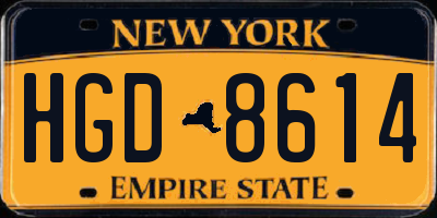 NY license plate HGD8614