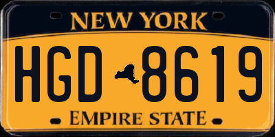 NY license plate HGD8619