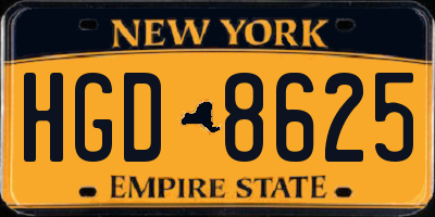 NY license plate HGD8625