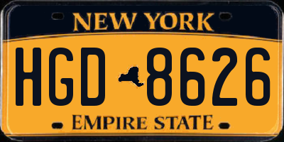 NY license plate HGD8626