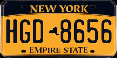 NY license plate HGD8656