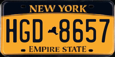 NY license plate HGD8657