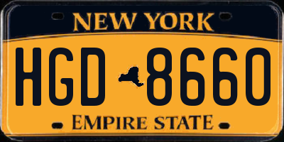 NY license plate HGD8660