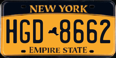 NY license plate HGD8662