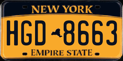 NY license plate HGD8663