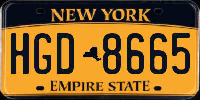 NY license plate HGD8665