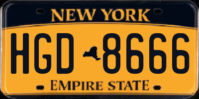 NY license plate HGD8666
