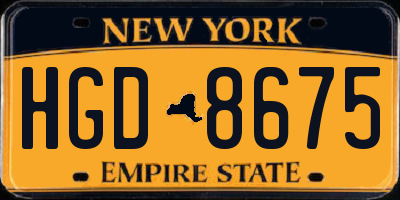 NY license plate HGD8675