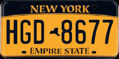 NY license plate HGD8677