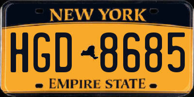 NY license plate HGD8685