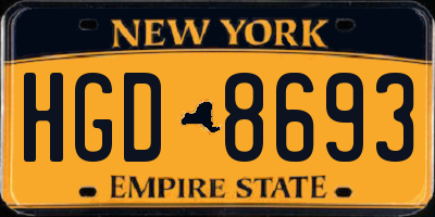 NY license plate HGD8693