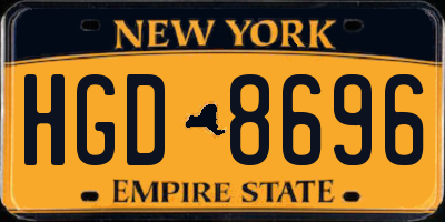 NY license plate HGD8696