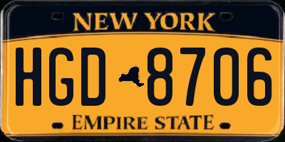 NY license plate HGD8706