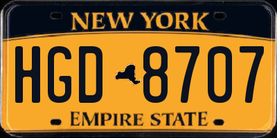 NY license plate HGD8707
