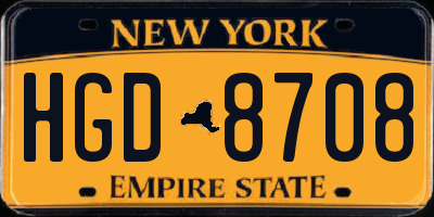NY license plate HGD8708