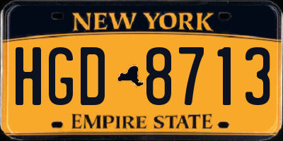 NY license plate HGD8713