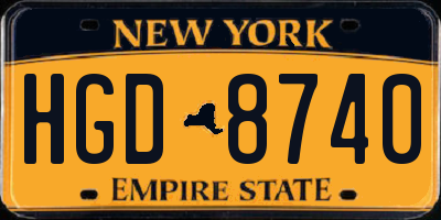 NY license plate HGD8740