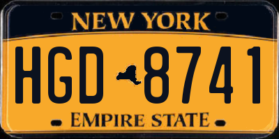 NY license plate HGD8741