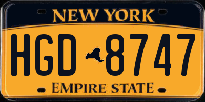 NY license plate HGD8747