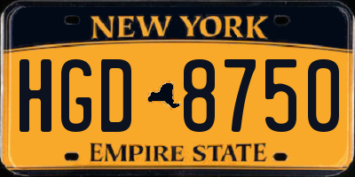 NY license plate HGD8750