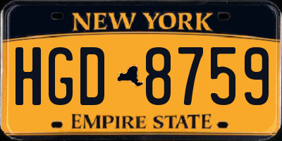 NY license plate HGD8759
