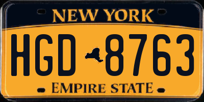 NY license plate HGD8763