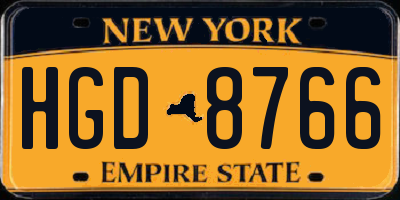 NY license plate HGD8766