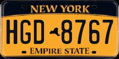 NY license plate HGD8767