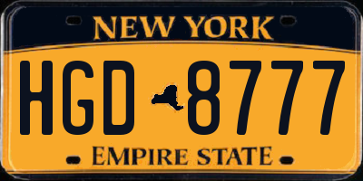 NY license plate HGD8777