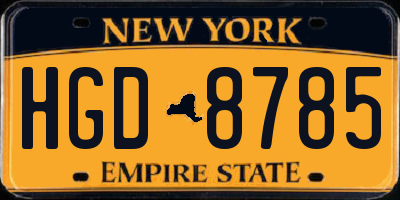 NY license plate HGD8785