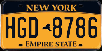 NY license plate HGD8786