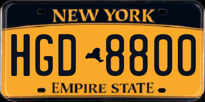 NY license plate HGD8800