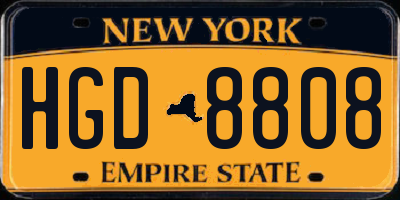 NY license plate HGD8808