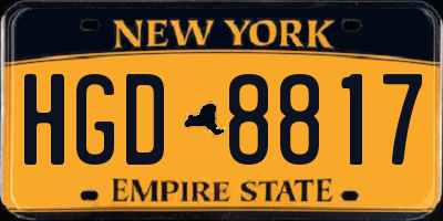 NY license plate HGD8817