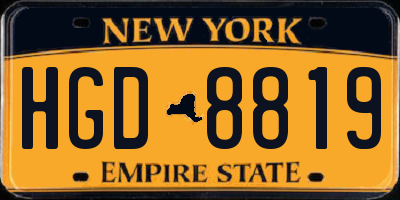 NY license plate HGD8819