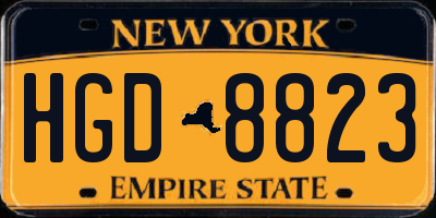 NY license plate HGD8823