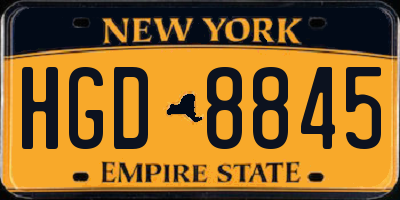 NY license plate HGD8845