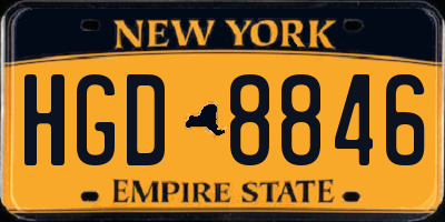 NY license plate HGD8846