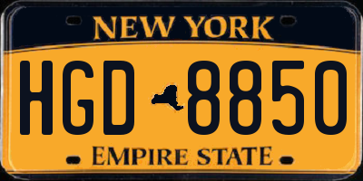 NY license plate HGD8850