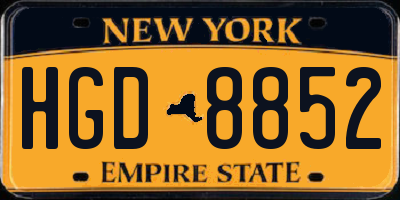 NY license plate HGD8852