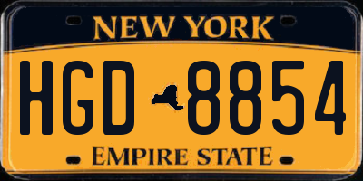 NY license plate HGD8854