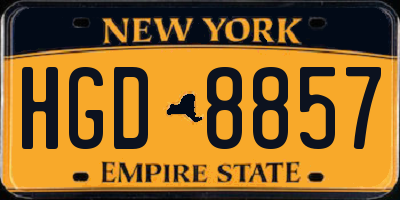 NY license plate HGD8857