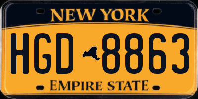 NY license plate HGD8863