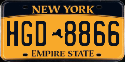 NY license plate HGD8866